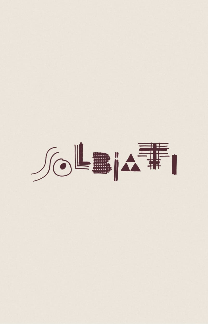 a 1980s freehand drawing of the Solbiati logo, the lines are quirky minimalist & unique